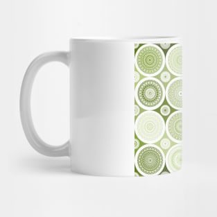 repeating pattern with boho style circles, green color Mug